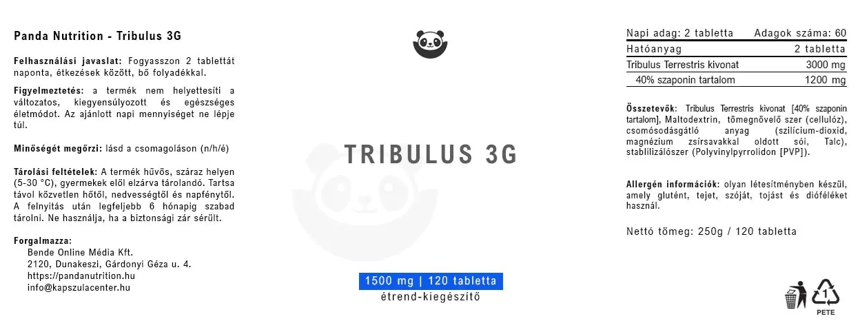 Panda Nutrition - Tribulus 3G cimke