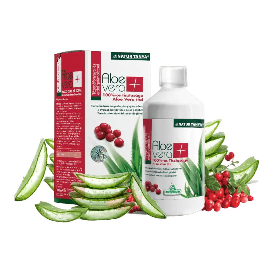 Aloe vera ital tőzegáfonyás, erdei gyümölcsös 100% tisztaságú - 1000 ml - Natur Tanya