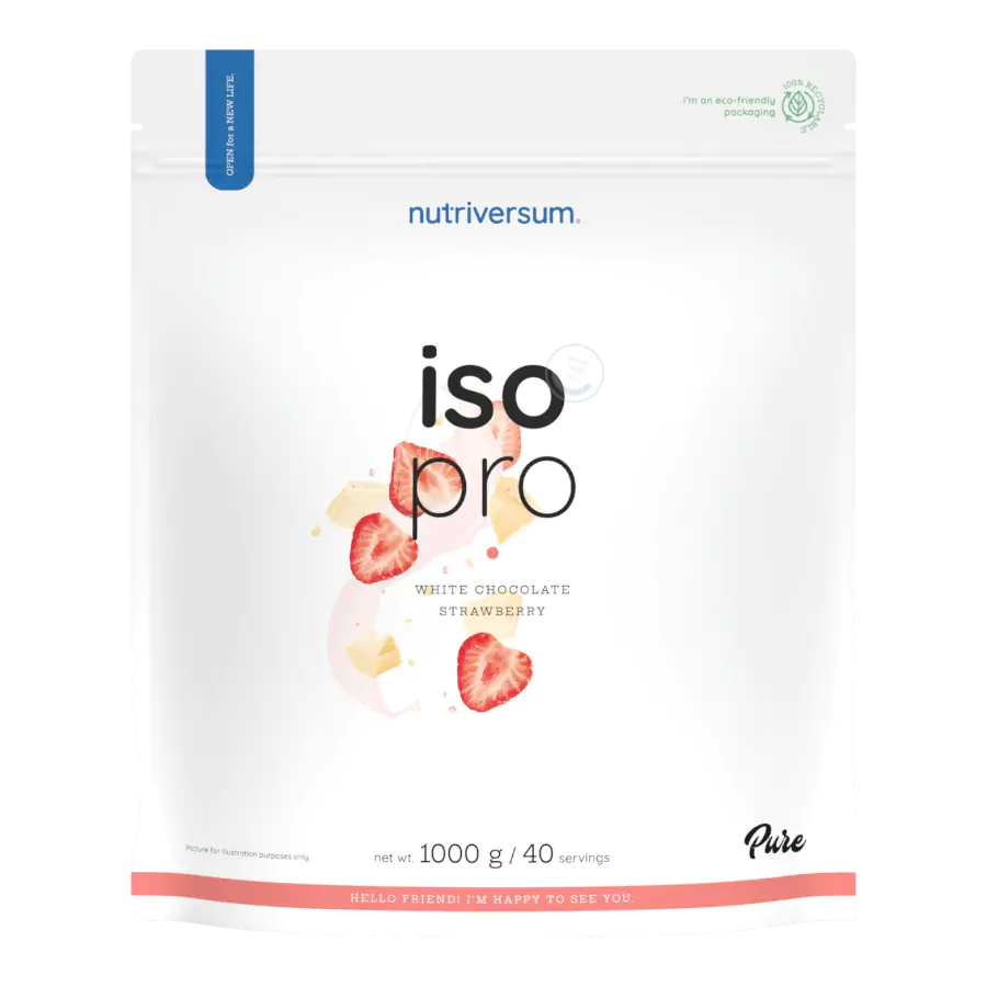 ISO PRO - 1000 g - fehér csokoládé-eper - Nutriversum