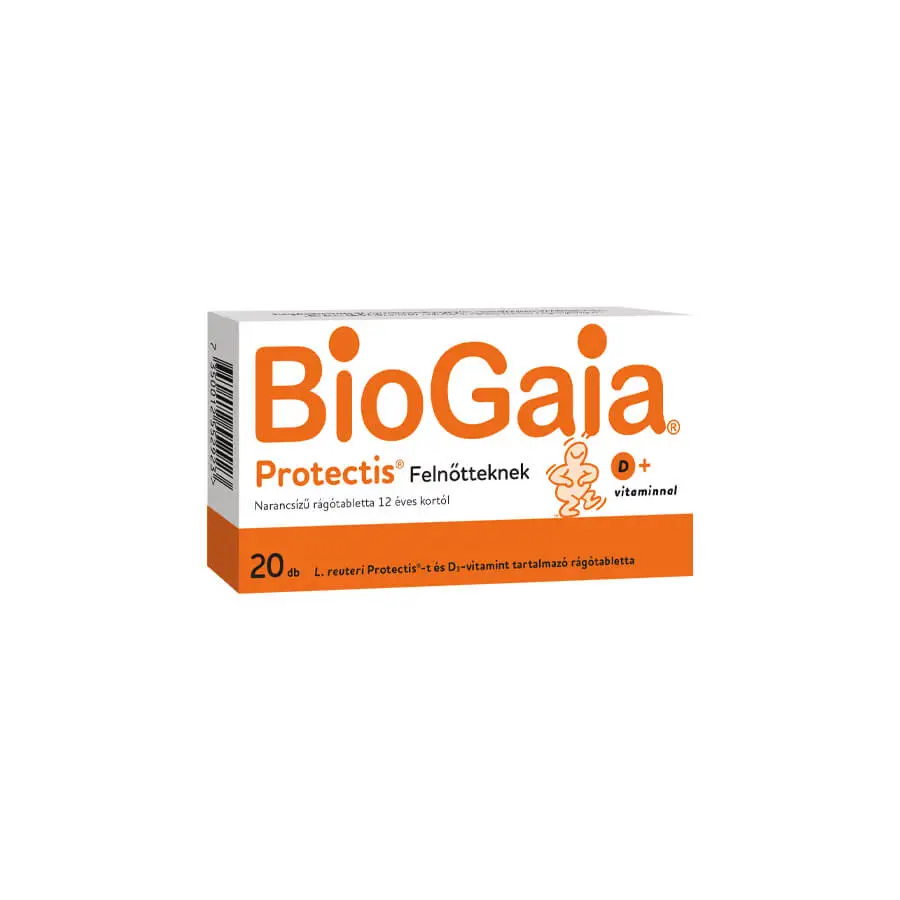 BioGaia Protectis Felnőtteknek, étrend-kiegészítő rágótabletta, 12 éves kortól