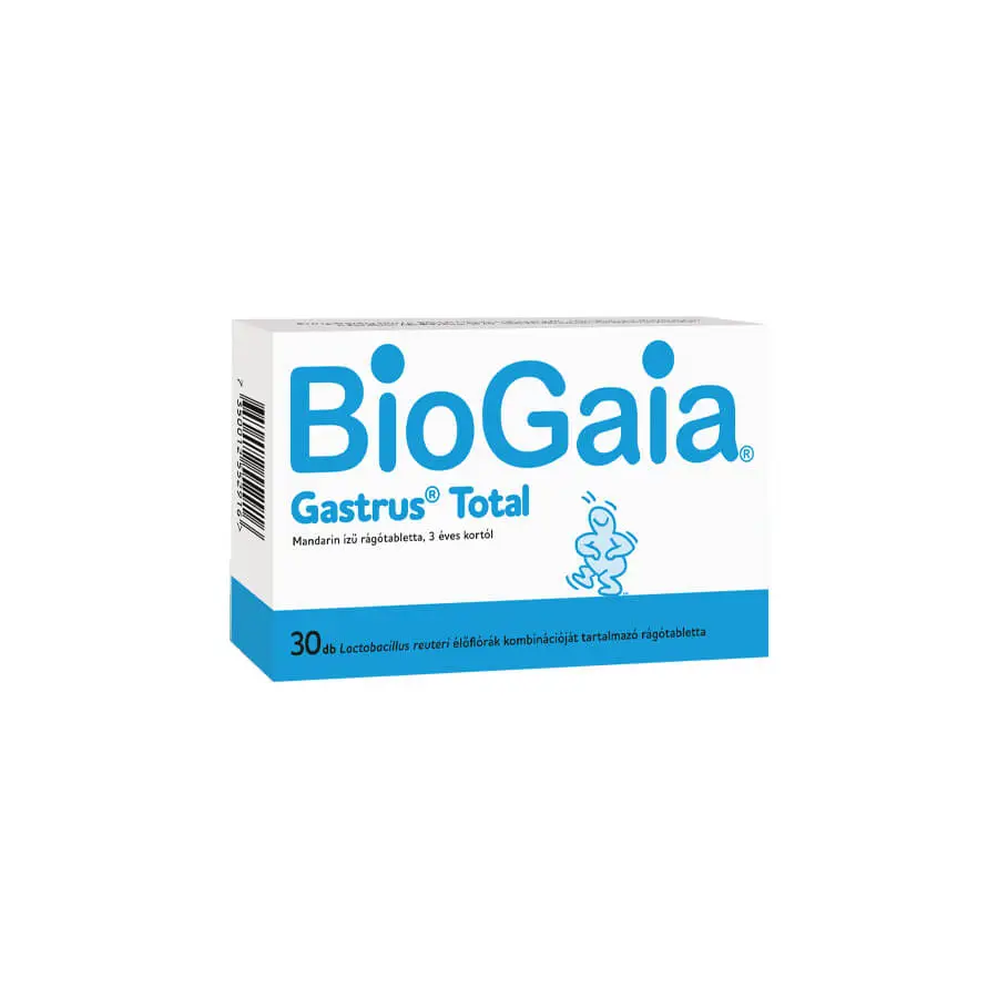 BioGaia Gastrus Total, étrend-kiegészítő rágótabletta, 3 éves kortól