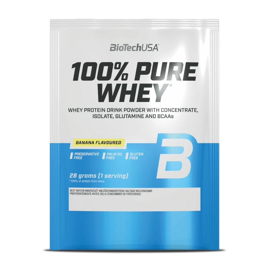 100% Pure Whey tejsavó fehérjepor - banán - 28g - BioTech USA