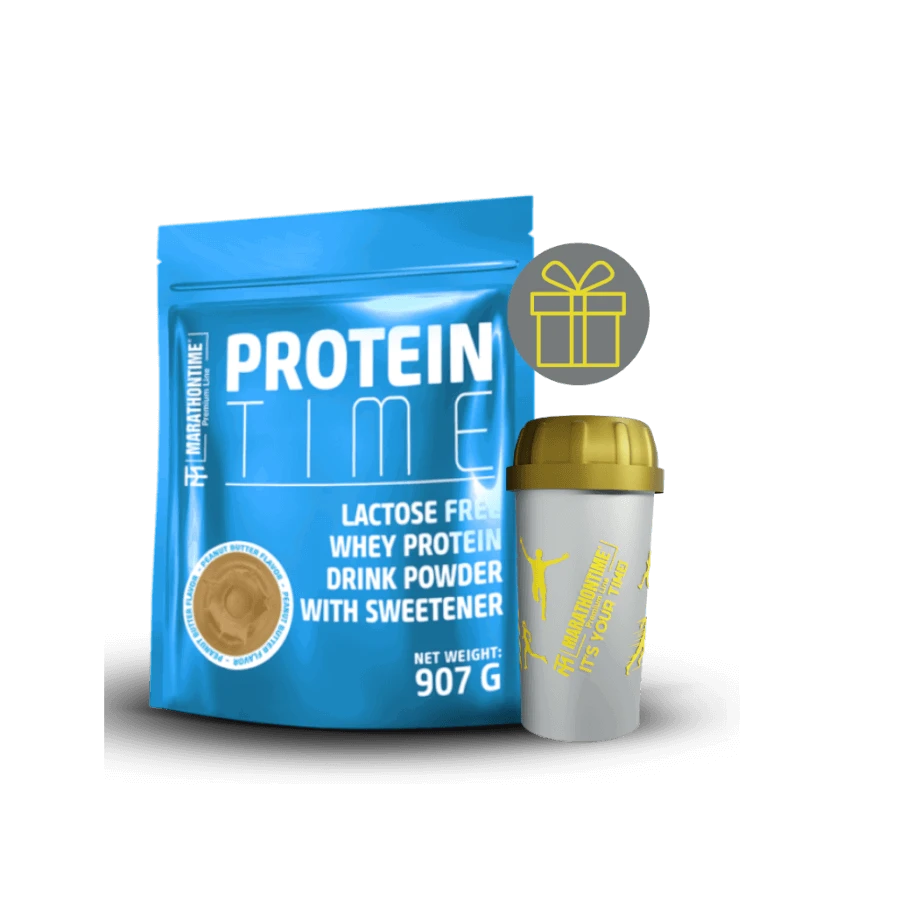 Protein Time Laktázenzimmel Dúsított fehérje mogyoróvaj íz 907 g - Marathontime