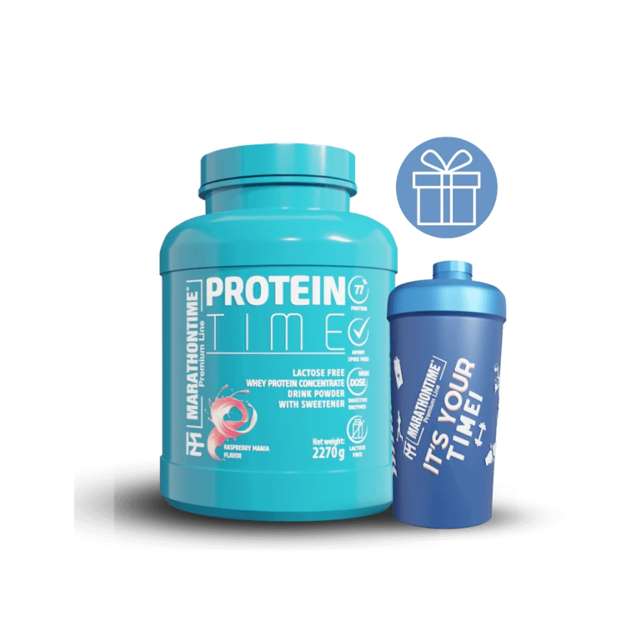 Protein Time Laktázenzimmel Dúsított fehérje málna mánia íz 2270 g - Marathontime