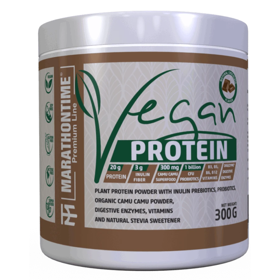 Prémium Vegán protein - csokoládé 300 g - Marathontime