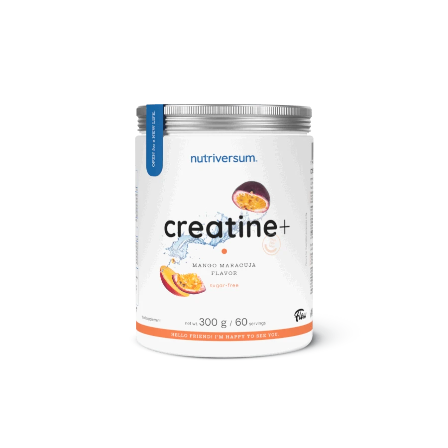 Creatine+ Sugar Free ízesített kreatin monohidrát por 300 g - mangó-maracuja - Nutriversum