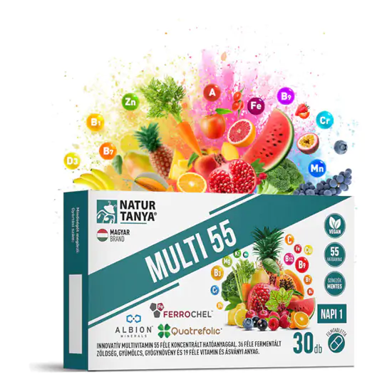 MULTI 55 - Fermentált multivitamin 55 féle koncentrált hatóanyag - 30 tabletta - Natur Tanya