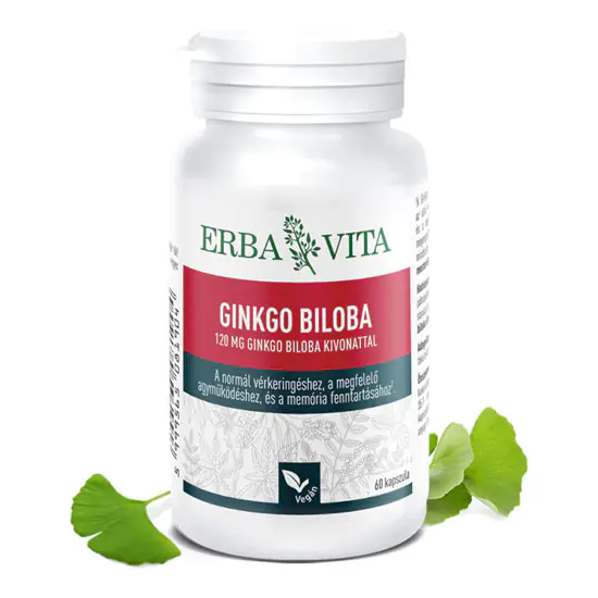 Ginkgo Biloba - normál vérkeringés, megfelelő agyműködés és memória - 60 kapszula - Erba Vita
