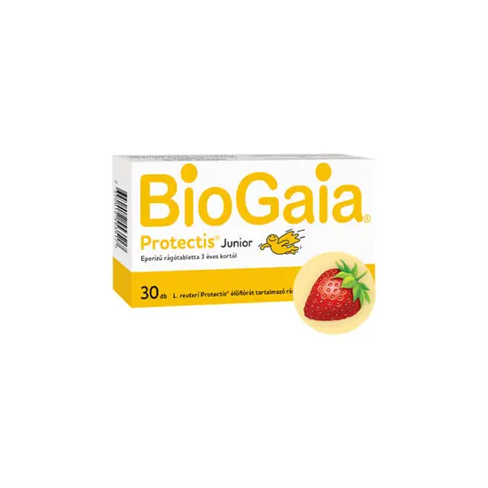 BioGaia Protectis Junior, étrend-kiegészítő rágótabletta, 3 éves kortól - 30 db