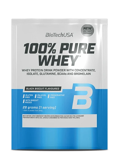 100% Pure Whey tejsavó fehérjepor - black biscuit - 28g - BioTech USA