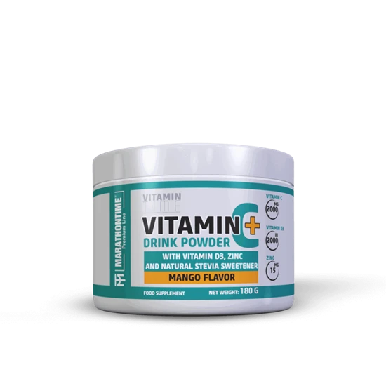 C-Vitamin italpor - D-Vitaminnal, Cinkkel és Steviával- mangó ízben - Marathontime